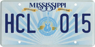 MS license plate HCL015