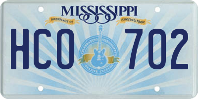 MS license plate HCO702