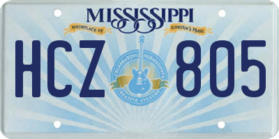 MS license plate HCZ805