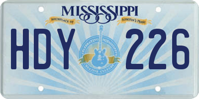 MS license plate HDY226