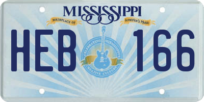 MS license plate HEB166
