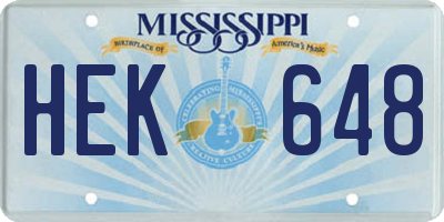 MS license plate HEK648