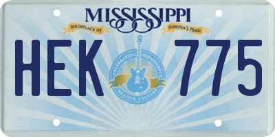 MS license plate HEK775