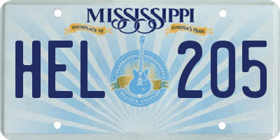 MS license plate HEL205