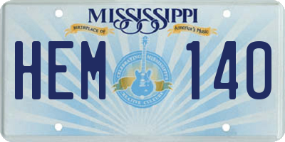MS license plate HEM140
