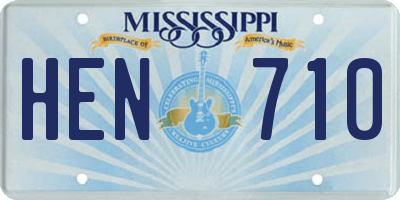 MS license plate HEN710