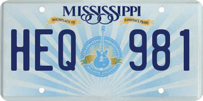MS license plate HEQ981