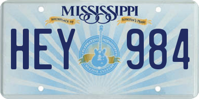MS license plate HEY984