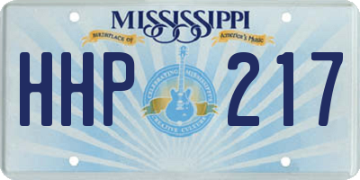 MS license plate HHP217