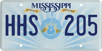 MS license plate HHS205