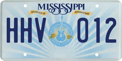 MS license plate HHV012