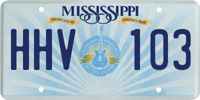MS license plate HHV103
