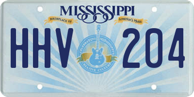 MS license plate HHV204