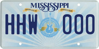 MS license plate HHW000