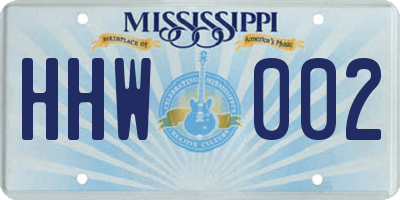 MS license plate HHW002