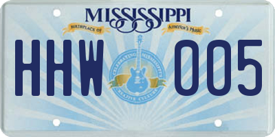 MS license plate HHW005