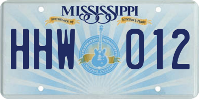 MS license plate HHW012