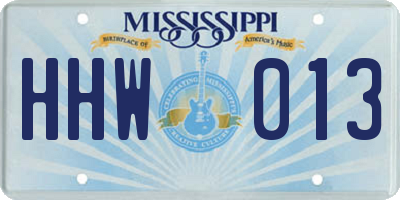 MS license plate HHW013