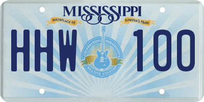 MS license plate HHW100