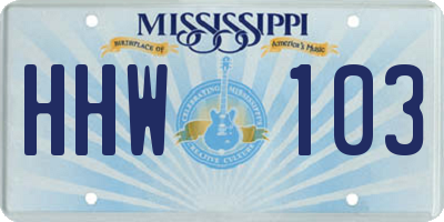 MS license plate HHW103