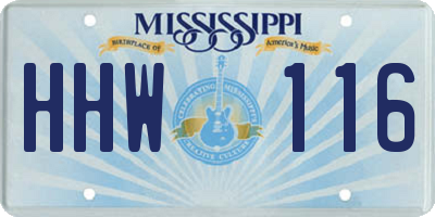 MS license plate HHW116