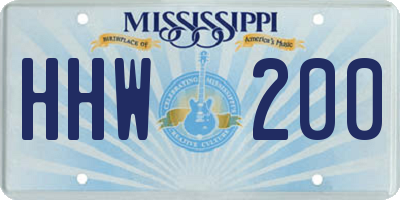 MS license plate HHW200