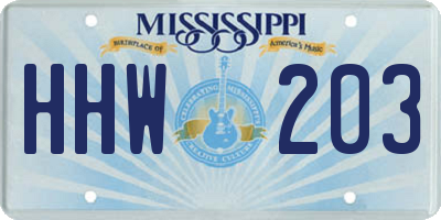 MS license plate HHW203