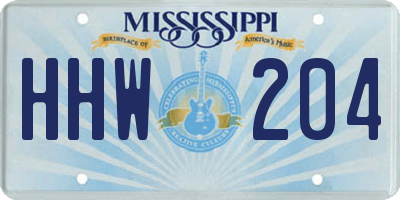 MS license plate HHW204