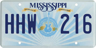 MS license plate HHW216