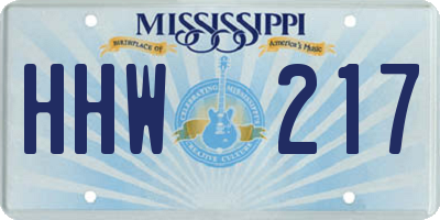 MS license plate HHW217