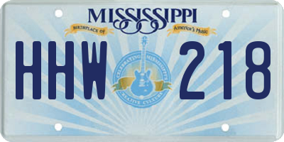 MS license plate HHW218