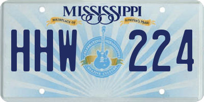 MS license plate HHW224