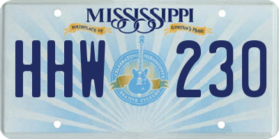 MS license plate HHW230