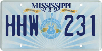 MS license plate HHW231