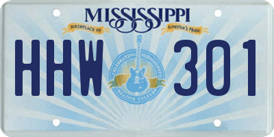 MS license plate HHW301
