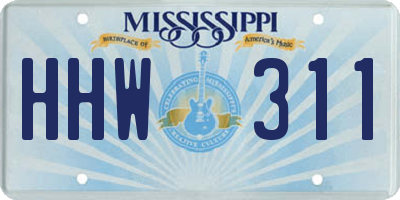 MS license plate HHW311