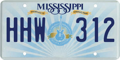 MS license plate HHW312