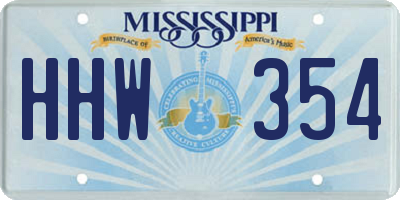 MS license plate HHW354