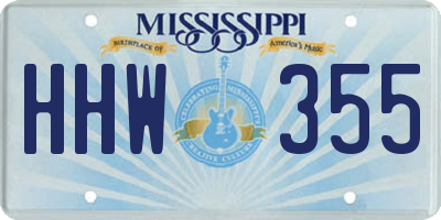MS license plate HHW355
