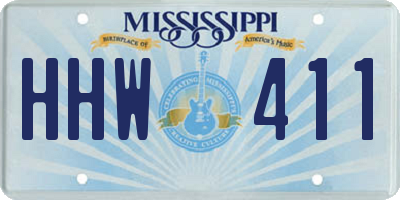 MS license plate HHW411
