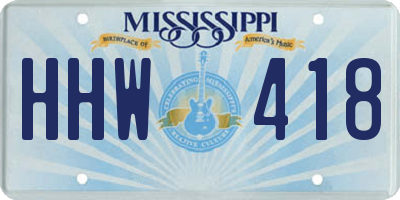 MS license plate HHW418