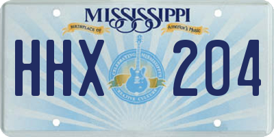 MS license plate HHX204