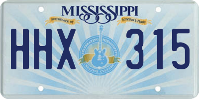 MS license plate HHX315