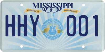 MS license plate HHY001