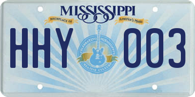 MS license plate HHY003