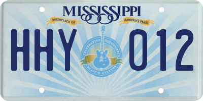 MS license plate HHY012