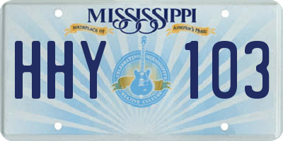 MS license plate HHY103