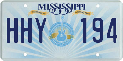 MS license plate HHY194