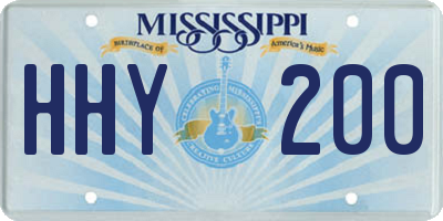 MS license plate HHY200