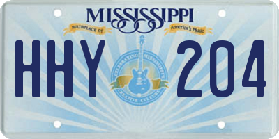 MS license plate HHY204